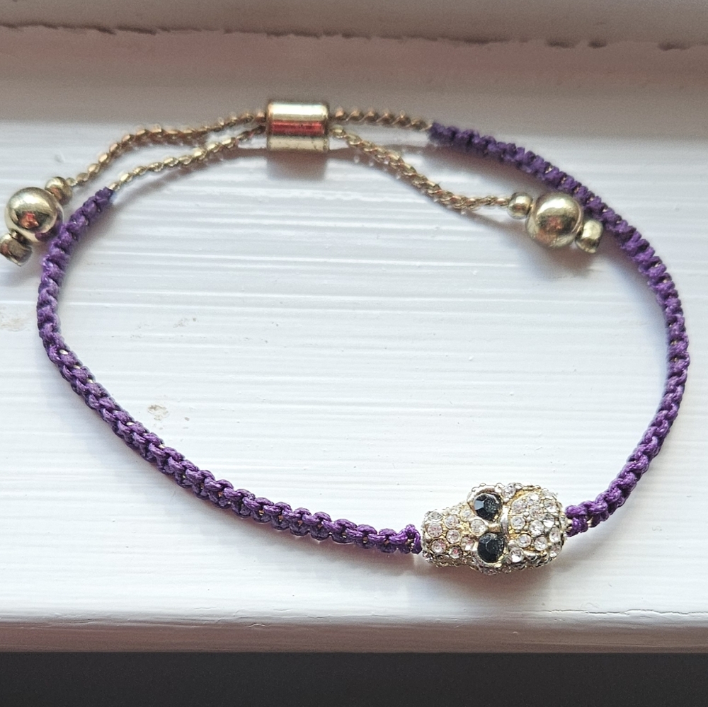 Purple and Gold Skull Bracelet